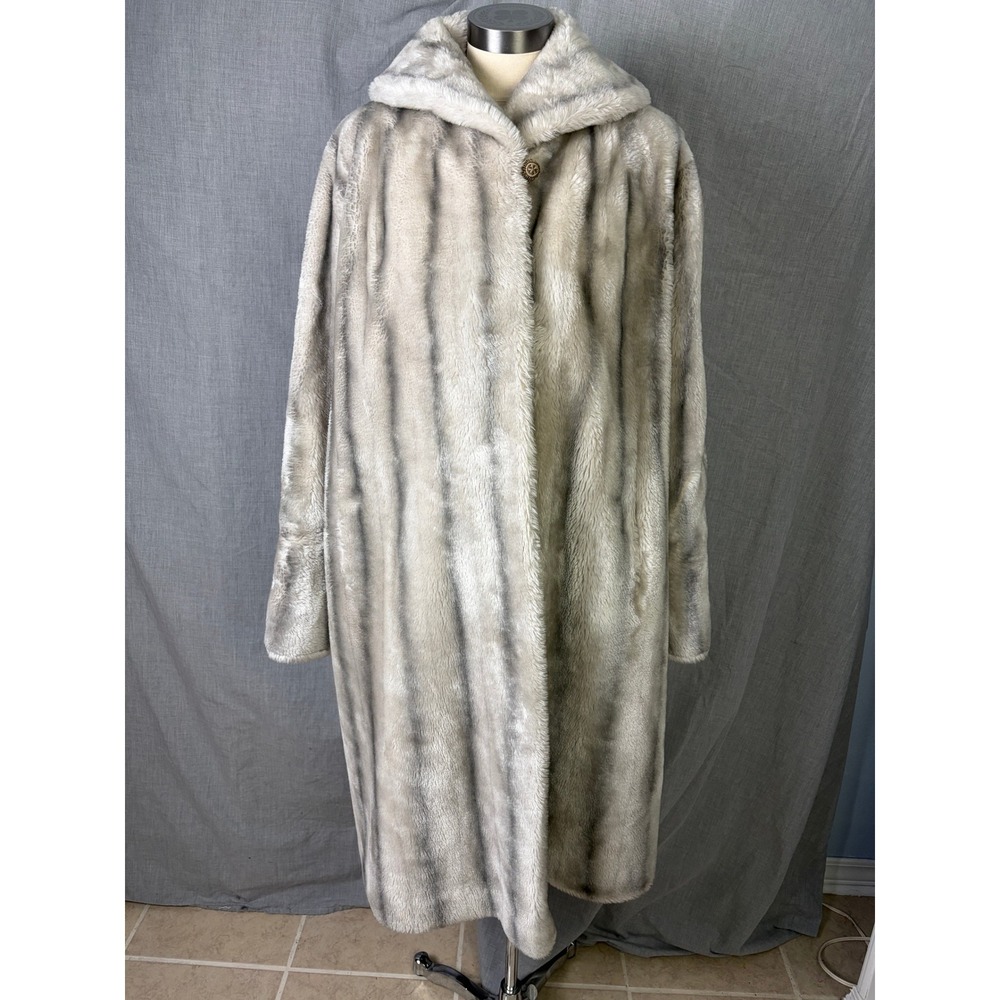 1950s Silverblue by Annis Faux Fur Coat Mid-Century Glam L/XL